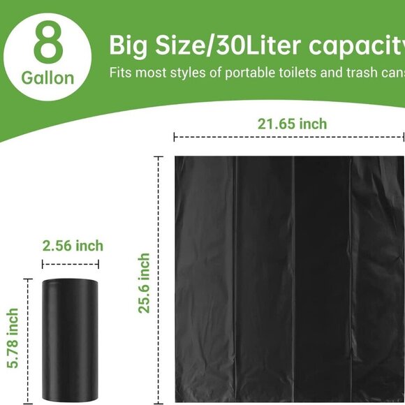 Portable Toilet Replacement Bags, 25 Count 8 Gallon 1.5 Mil Super Thickened Comp - Picture 5 of 7